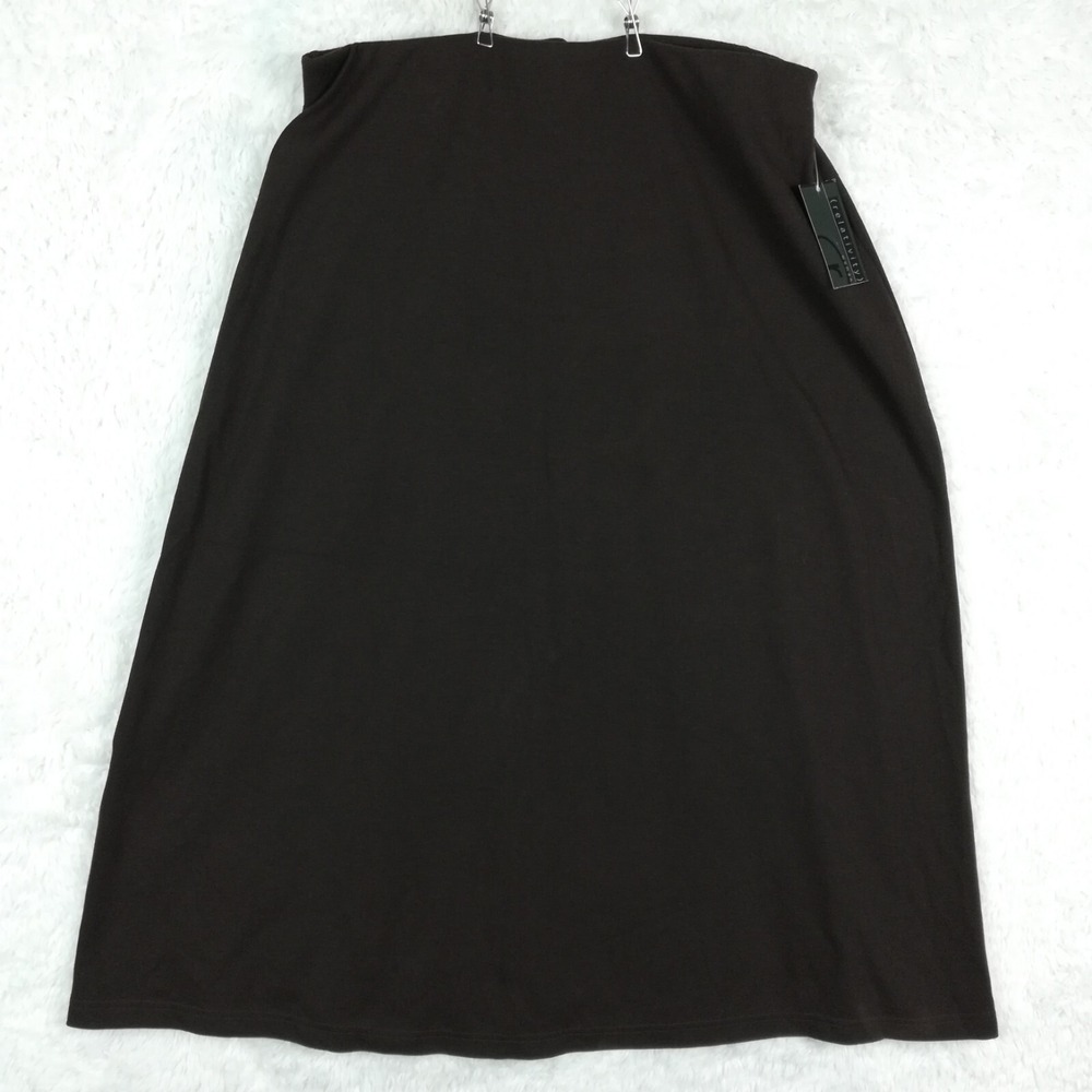 Relativity Womens Skirt Midi Brown Buckeye Pull On Unlined Plus 2X‎ New